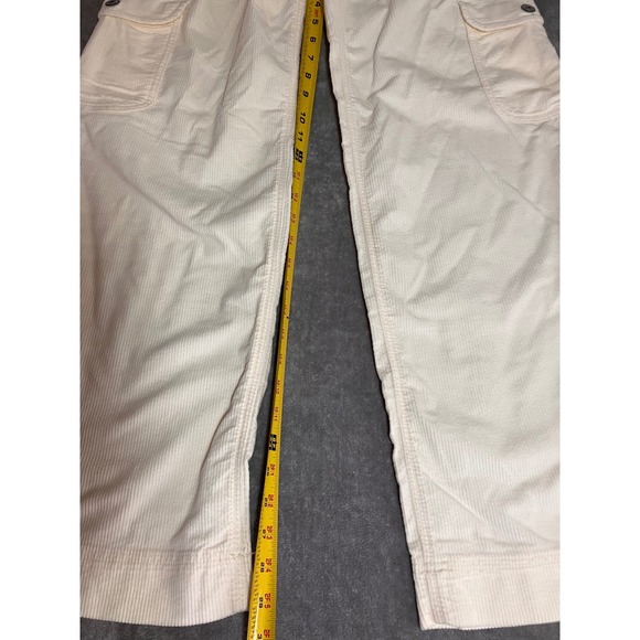 American Eagle Outfitters Cream Corduroy Baggy Wide Leg Cargo Pants Sz 0 Stretch - Picture 6 of 9